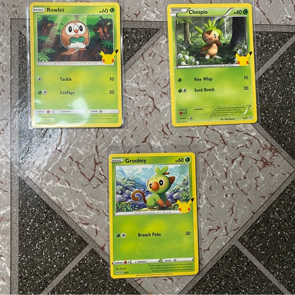 Pokémon McDonald’s 25th Anniversary  - 3 card lot Rowlet, Chespin, Grookey 6/25 - Picture 2 of 6